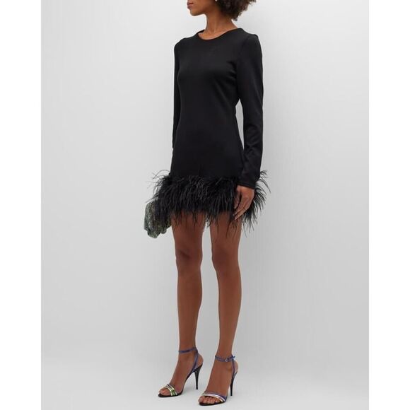 LaMarque Bahira Ostrich-Feather Mini Dress Size XS MSRP $375 - Picture 1 of 11